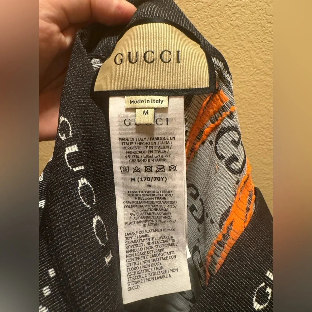 New Authentic Gucci GG Jumbo Logo Leggings Gray Orange Size M - Picture 10 of 10